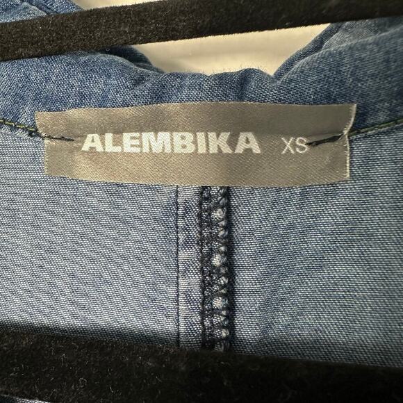 Alembika Dress Luz Ombre Trapeze Denim Mini 3/4 Sleeve Chambray Blue 8 - Picture 4 of 12